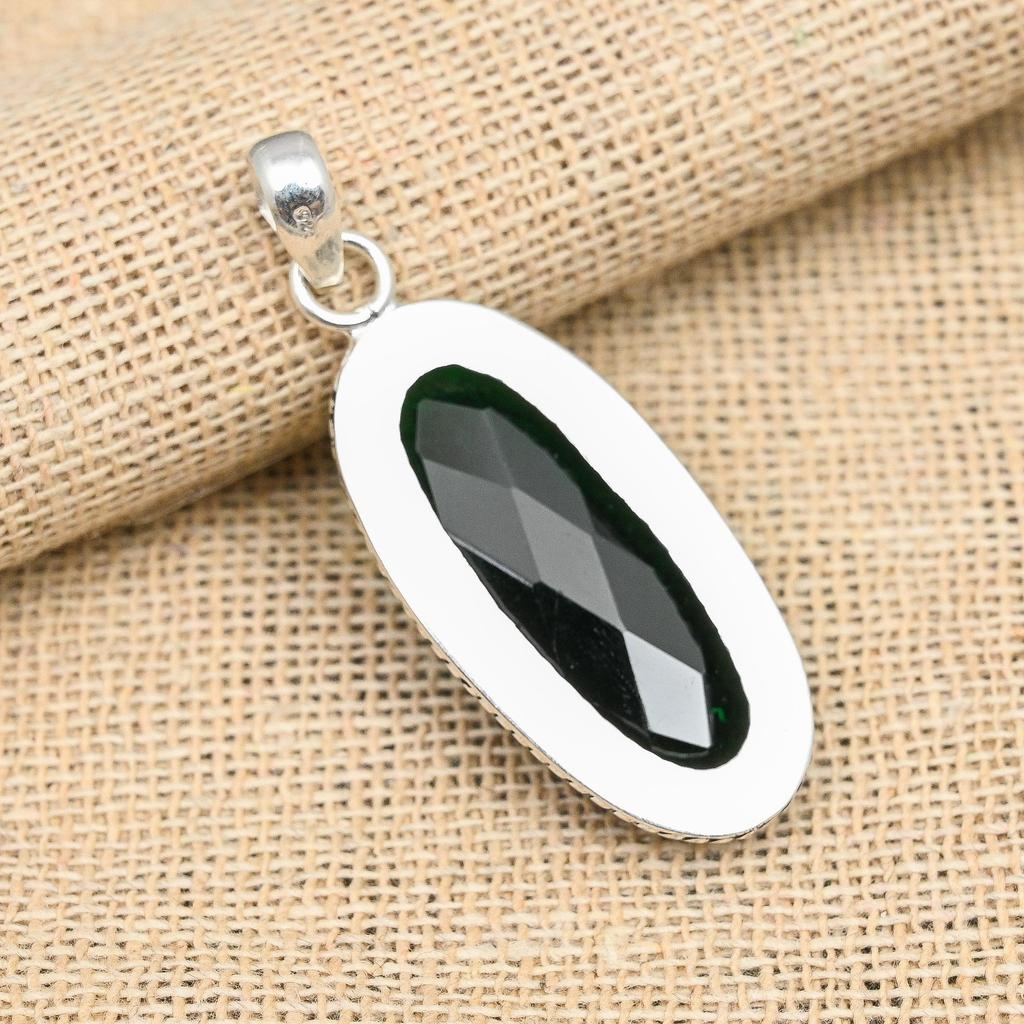 Chrome Diopside Gemstone Handmade 925 Sterling Silver Pendant Jewelry For Christmas
