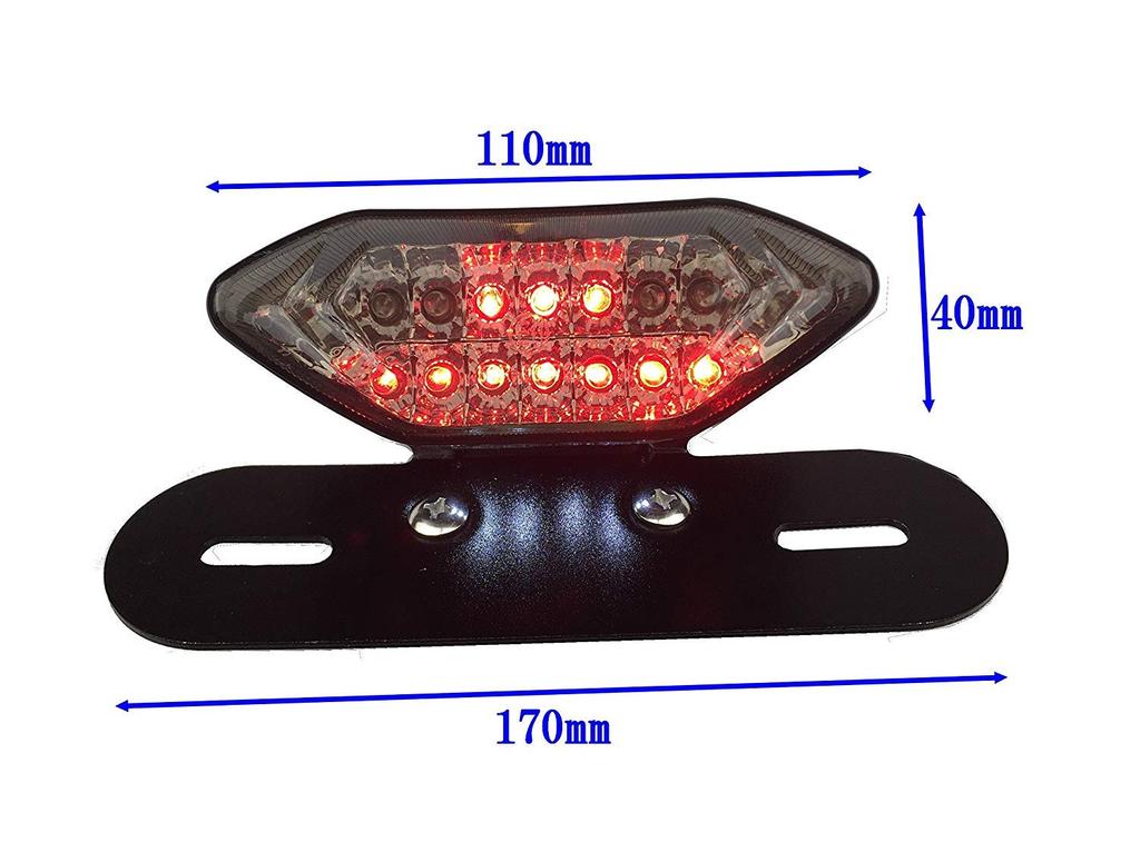 Karun Universal Motorcycle LED Tail Lamp with Turn Signal, Built-in Mini Moto License Plate Light with Stay (Smoke)