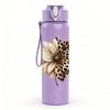 1PC Leopard Flower Blossom Mix Print 750ml Color Plastic Sports Water Bottle Leakproof Flip Straw Lid Suitable for Sports Office Home Use
