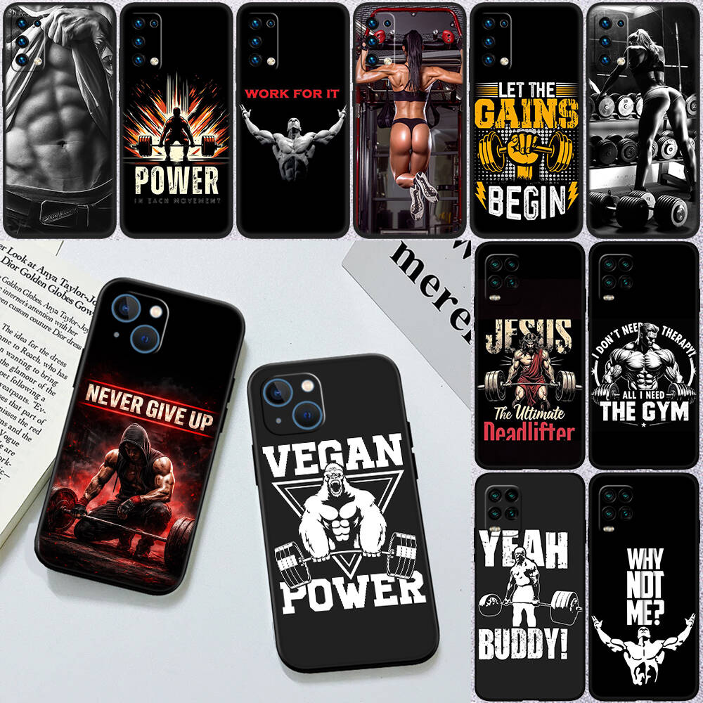Bodybuilding Gym Fitness Phone Case for Xiaomi Poco C40 C51 C50 C55 C65 C71 C75 C85 F8 F7 F6 F5 F3 F2 X7 X6 X4 X3 M7 M6 M5 M4 M3 M2 Pro
