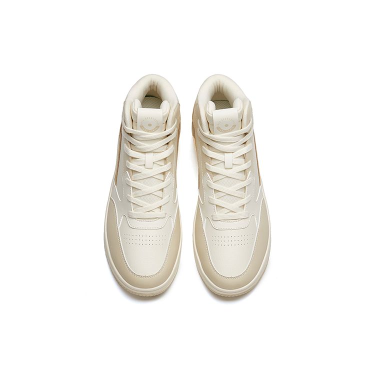 Anta Дышащая ткань, сращивание, универсальные повседневные высокие кроссовки для скейтбординга, мужские кроссовки светло-бежевого цвета 912238013-5