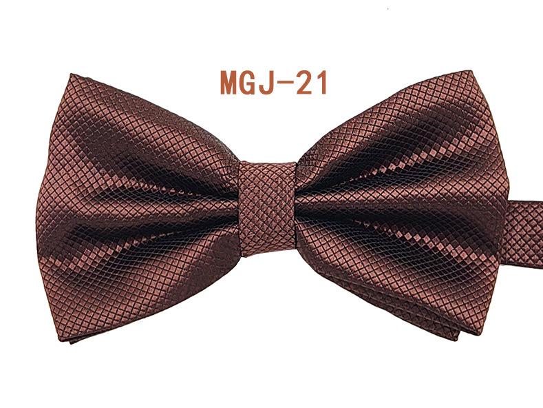 Men's Solid Black Double Layer Bow Tie - British Cube Grid, 27 Colors Available for Formal Events and Weddings.