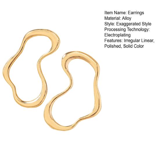 1 Pair Women Earrings Irregular Linear Polished Alloy Solid Color Exaggerated Club Party Hanging Earrings Bland Style Ear Jewelry
