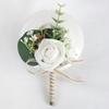 Flower Shaped Bridegroom Brooch Faux Silk Flower Suit Coat Pocket Decorative Corsage Imitation Rose Flower Gown Brooch Pin