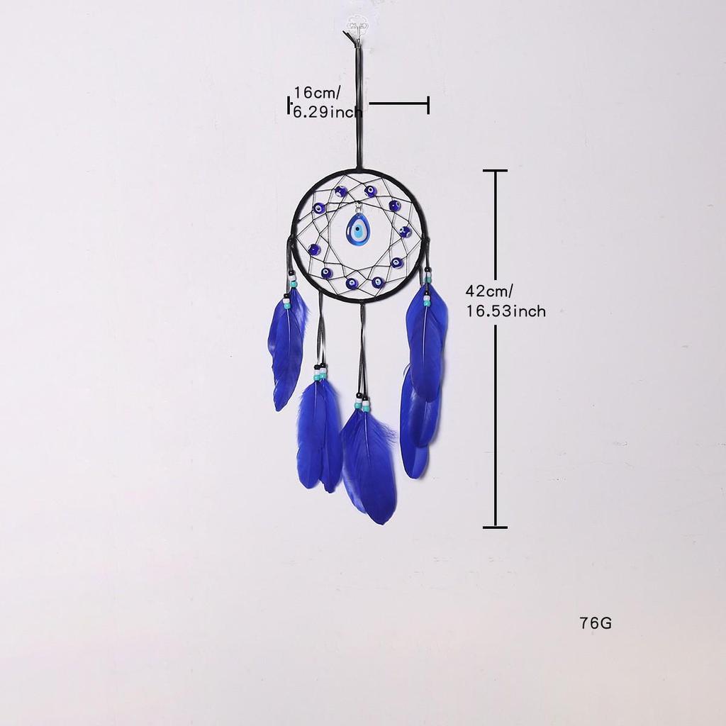 Evil Eye Feather Dream Catcher Pendant - Handmade Decorative Woven Craft