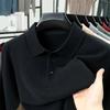 Men S Thick Knit Sweater Turn Down Collar Solid Color Long Sleeve Casual Pullover