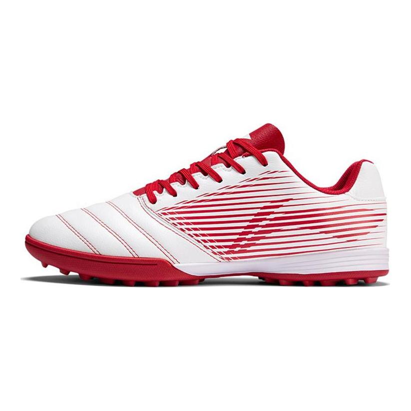 Li Ning TF Искусственный газон Синтетическая кожа Нескользящие Износостойкие Футбольные бутсы Мужские Белый Красный ASTQ005-1