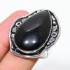 Черный обсидиан драгоценный камень 925 стерлинговое серебро подарок ювелирное изделие кольцо размер 10