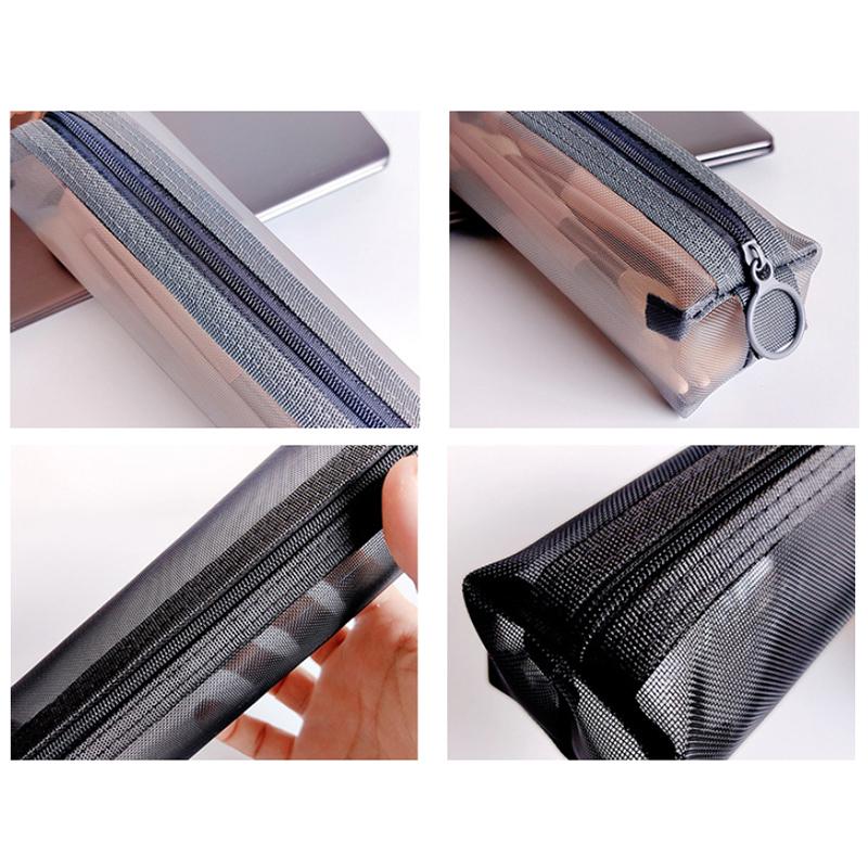 Косметичка, губная помада, сумки для хранения кистей для макияжа, студенческий прозрачный сетчатый пенал, дорожный косметический органайзер для женщин