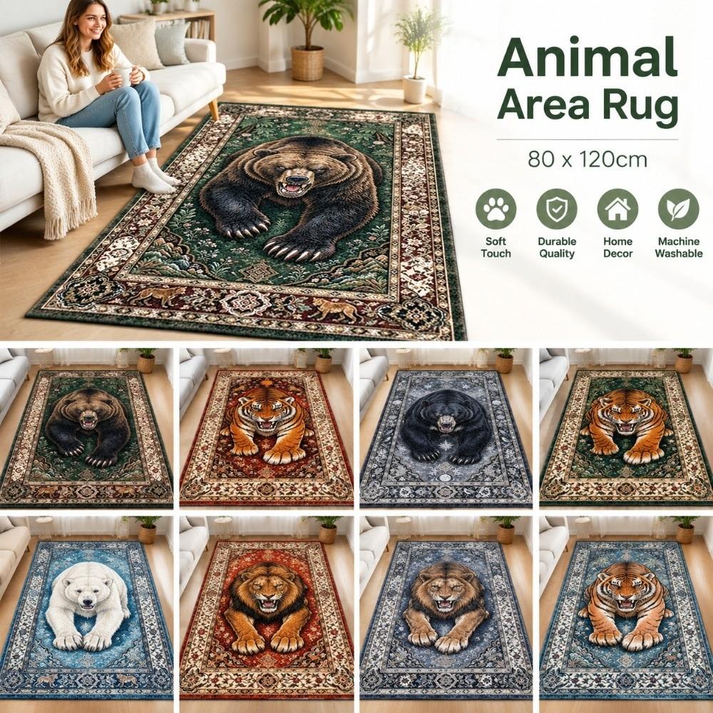 Soft Plush Tiger Floor Mat Wild Animal Print Living Room Mat New Bedroom Door Mat Bedroom Entrance