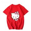 Женская новая милая футболка с принтом Hello Kitty, оверсайз, унисекс, тренд для пар, большого размера, свободная, повседневная, с коротким рукавом