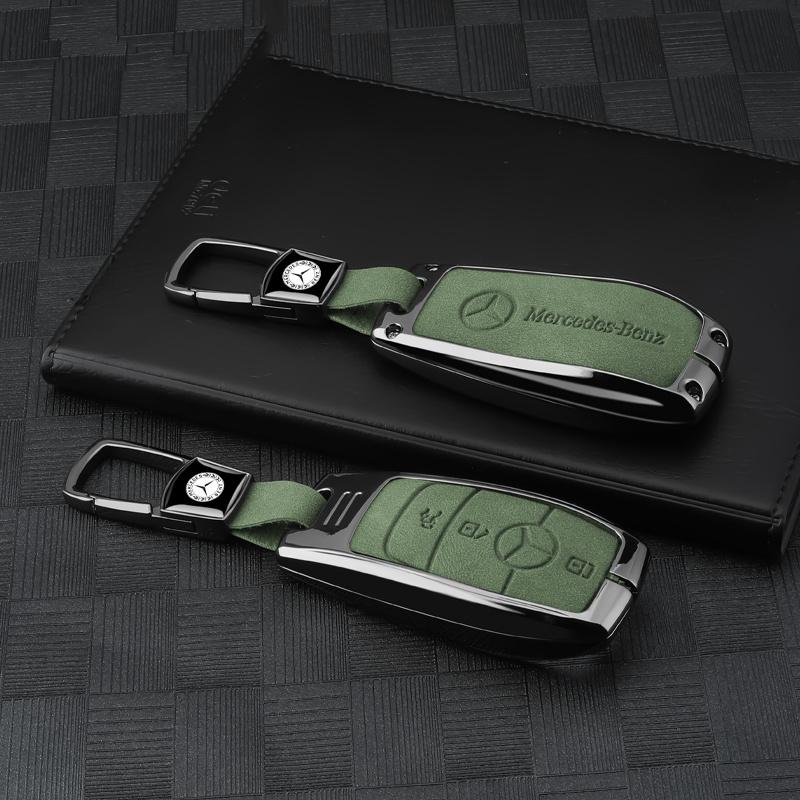 FIQ4 2025 New Suede Car Remote Key Case Fob Cover Shell For Mercedes Benz A C E S G Class GLC CLE CLA GLB GLS W177 W205 W213 W222 X16