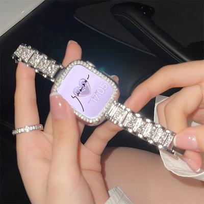 Блестящий тонкий металлический ремешок + чехол для Apple Watch Ultra 2 49 мм 9 8 7 41 45 6 5 4 SE 44 42 38 40 мм роскошный женский ремешок для iWatch Series10 46 мм браслет