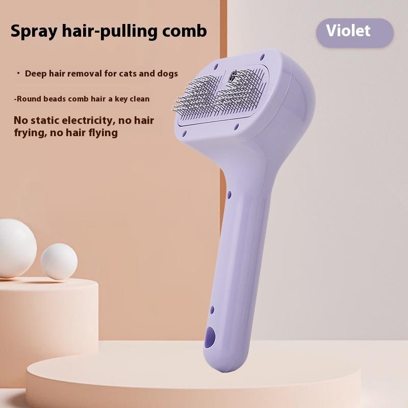 Расческа для удаления шерсти у кошек с кнопкой фиксатора Массажная щетка для груминга USB-перезаряжаемая расческа для собак Спрей для груминга Чистящий инструмент
