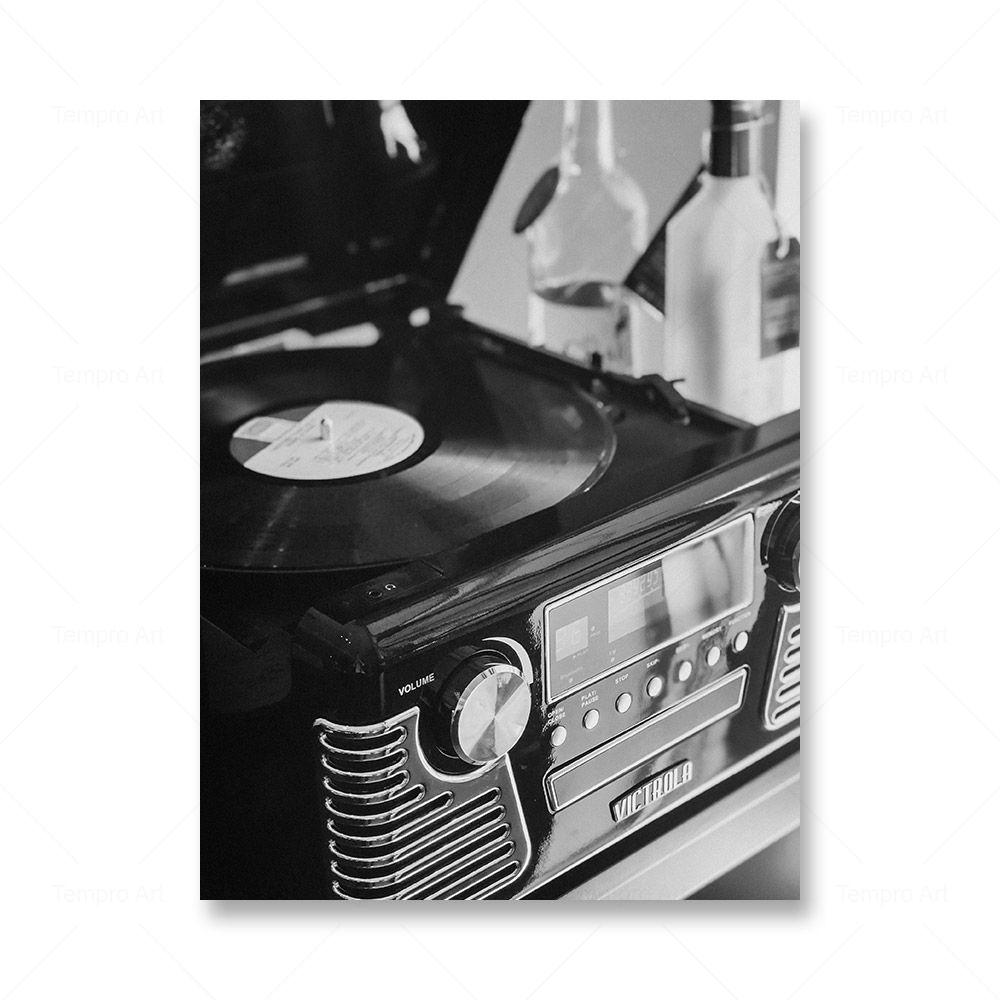 Черно-белые музыкальные принты, ретро виниловая пластинка, гитарный постер, настенная живопись на холсте, скандинавская картина для гостиной, домашний декор