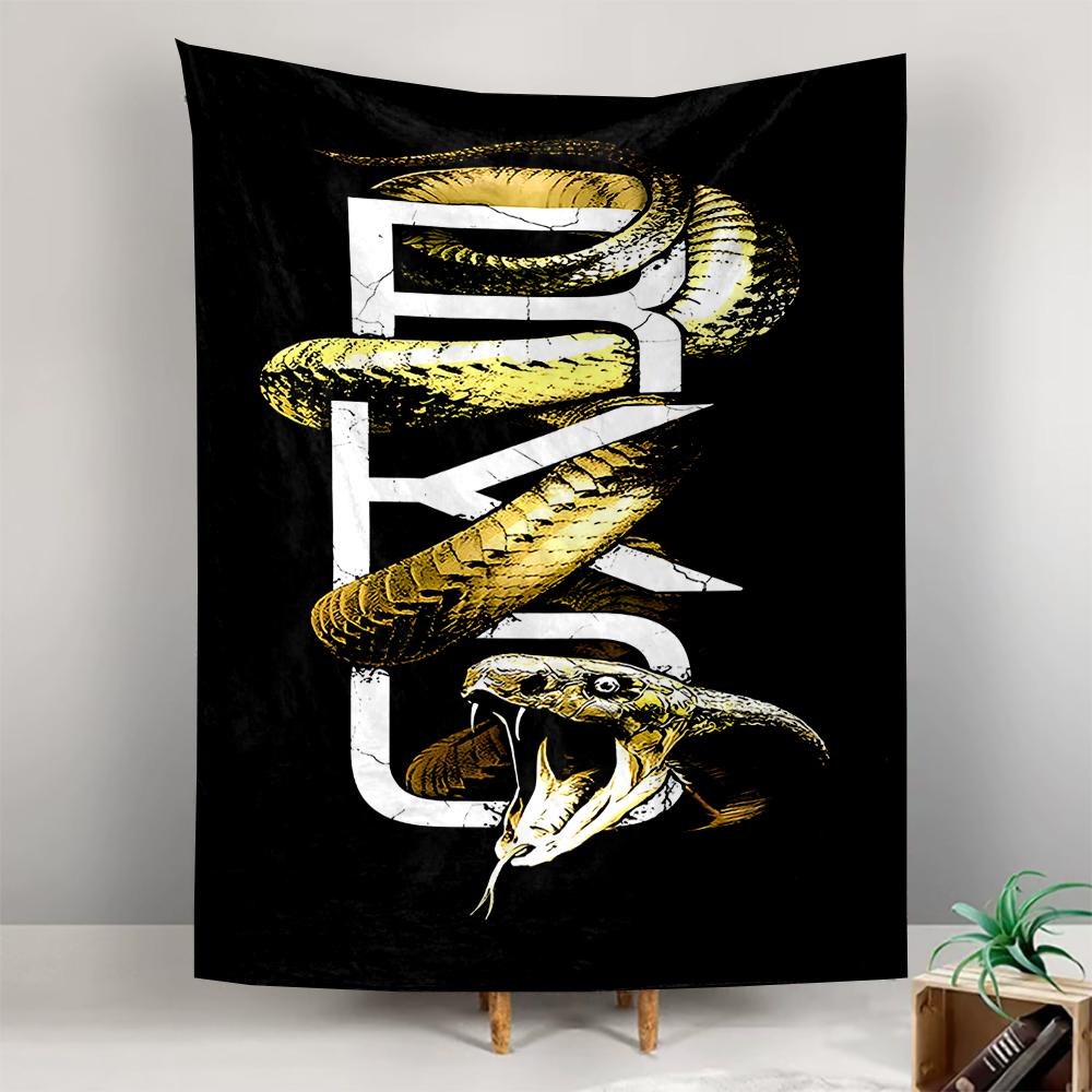 Tapestry King Cobra Snake Gold Black RK Monogram Grunge Wall Hanging Men Cave Decor