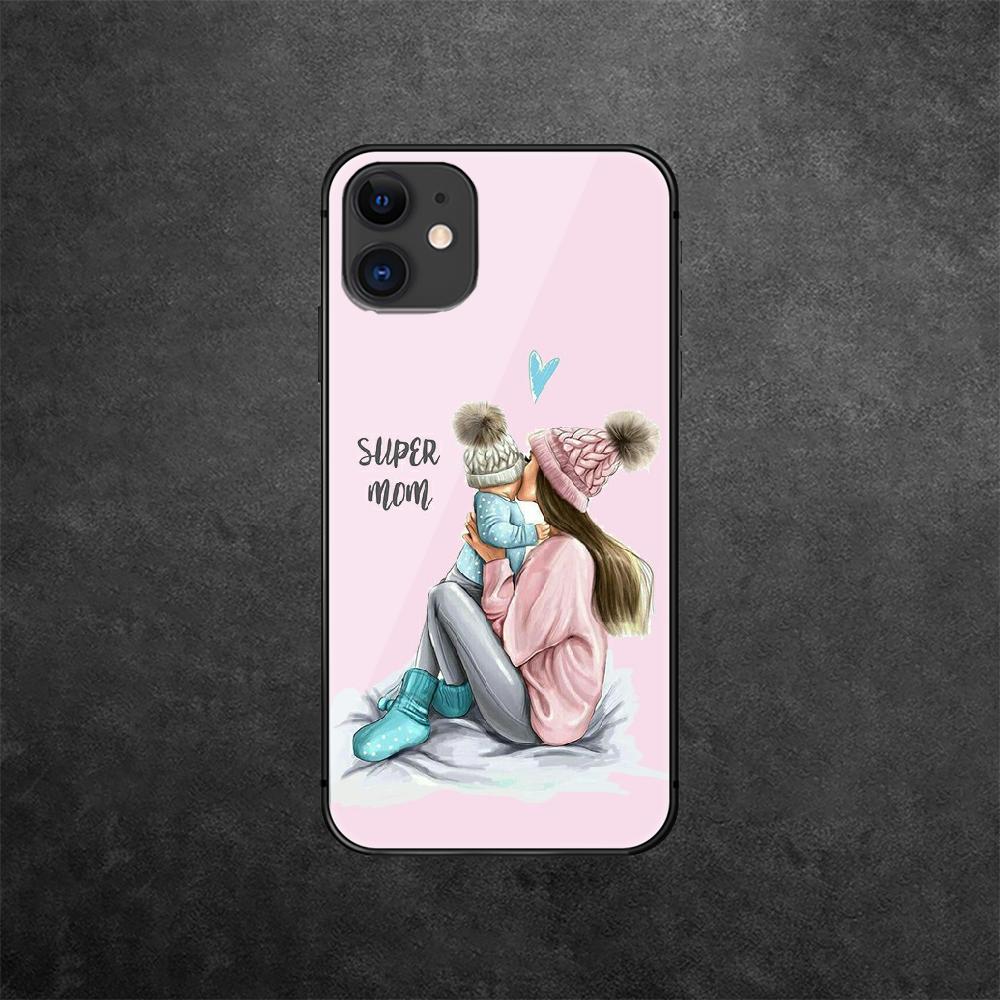 Чехол для телефона из закаленного стекла для мамы и ребенка, мамы для iPhone Samsung Galaxy OnePlus Oppo Xiaomi Redmi Note SA 7 8 9 10 11 12 13 14 20 21 22 53 Pro Max Ultra