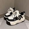 Korean Version of Super Fire Soft Leather Muffin Sole Fashionable Thick-soled Muffin Panda Shoes Little White Shoes Color Matching Ugly Cute Bread Sho