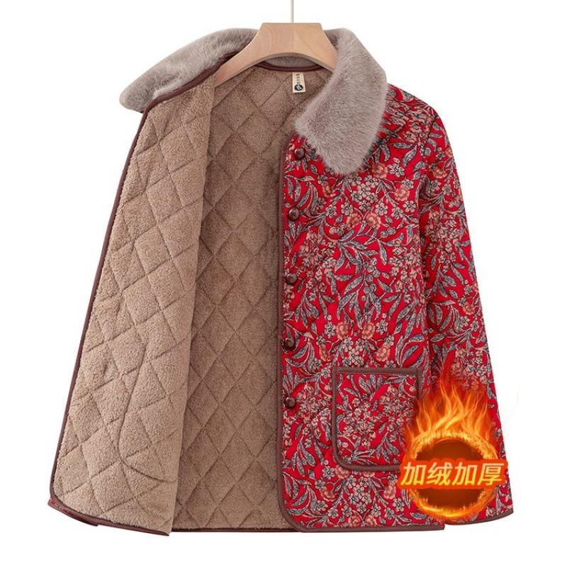 Женская зимняя стеганая куртка, утолщенная куртка, бархатная теплая одежда для пожилой женщины, зимняя стеганая куртка