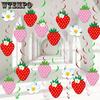 32pcs Strawberry Party Decorations Strawberry Hanging Swirl Berry Birthday Banners Foil Swirls Ceiling for  Birthday Theme Party Favor Supplies