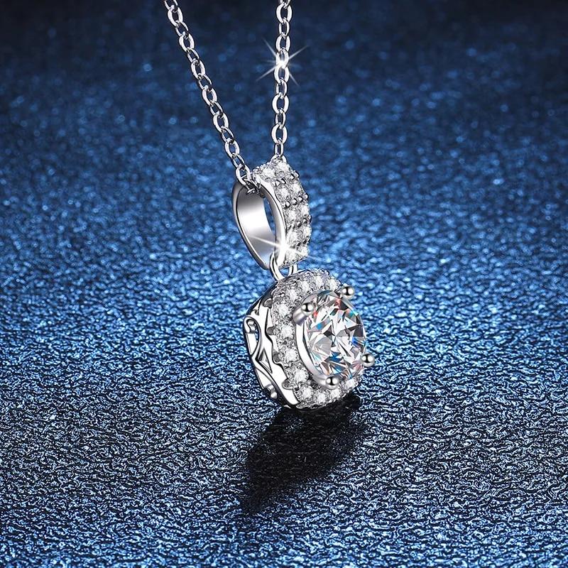 Новое настоящее 2-каратное квадратное ожерелье с подвеской из муассанита для женщин, серебро 925 пробы с покрытием Pt950, цепочка на шею, ювелирные изделия GRA