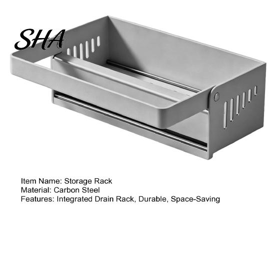Drainage Storage Rack Sink with Foldable Towel Rack, Durable Carbon Steel Tray, Suction Space Saving Countertop Organizer Cup Fixation Sloped