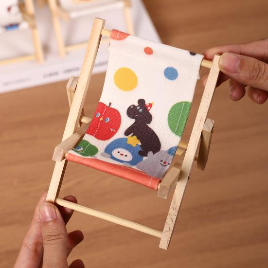 Подставка для телефона Yousheng Конструкция из массива дерева и холста Дизайн мини-шезлонга Регулируемый под разными углами держатель для телефона Настольное украшение