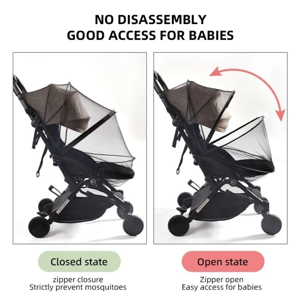 Черная москитная сетка для коляски с двойной молнией, защитная сетка для младенца, новый защитный сетчатый чехол, для улицы