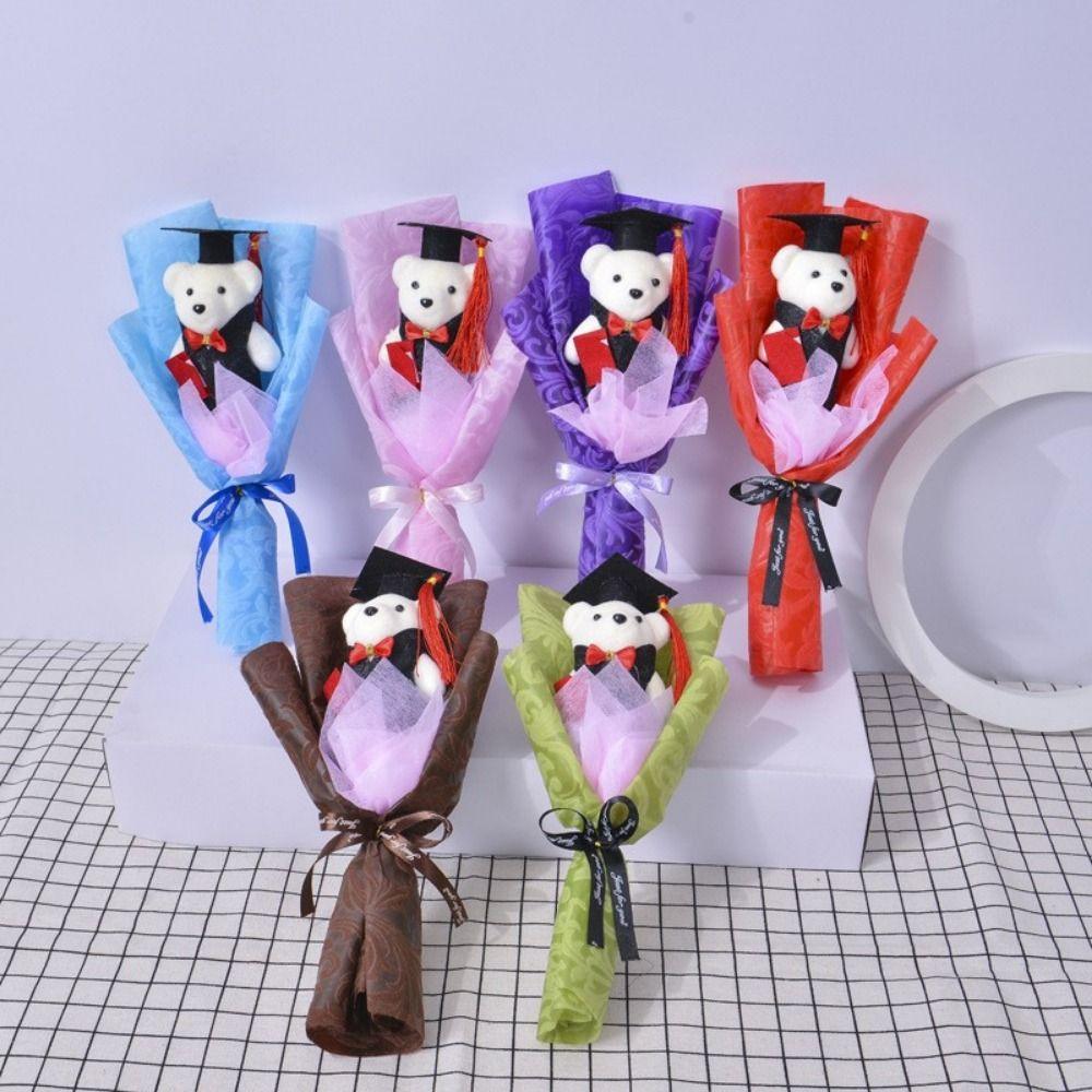 Cartoon Bear Plush Bouquet Plush Bear Doctoral Bear Toy Graduation Bear Bouquet Student Gift