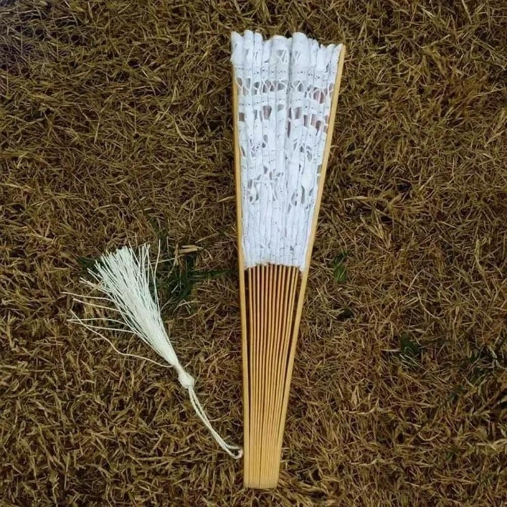 Hollow Ribs Vintage Lace Hand Fan Tassel Pendant Dance Handheld  Fan  Party Accessories