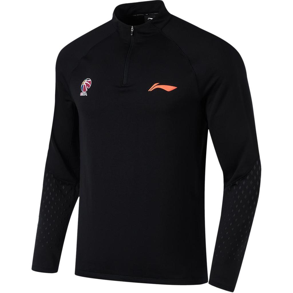 Li Ning Удобный повседневный свитер с воротником-стойкой, простая футболка с длинным рукавом и принтом в виде букв, мужские топы, черный цвет ATLU083-1