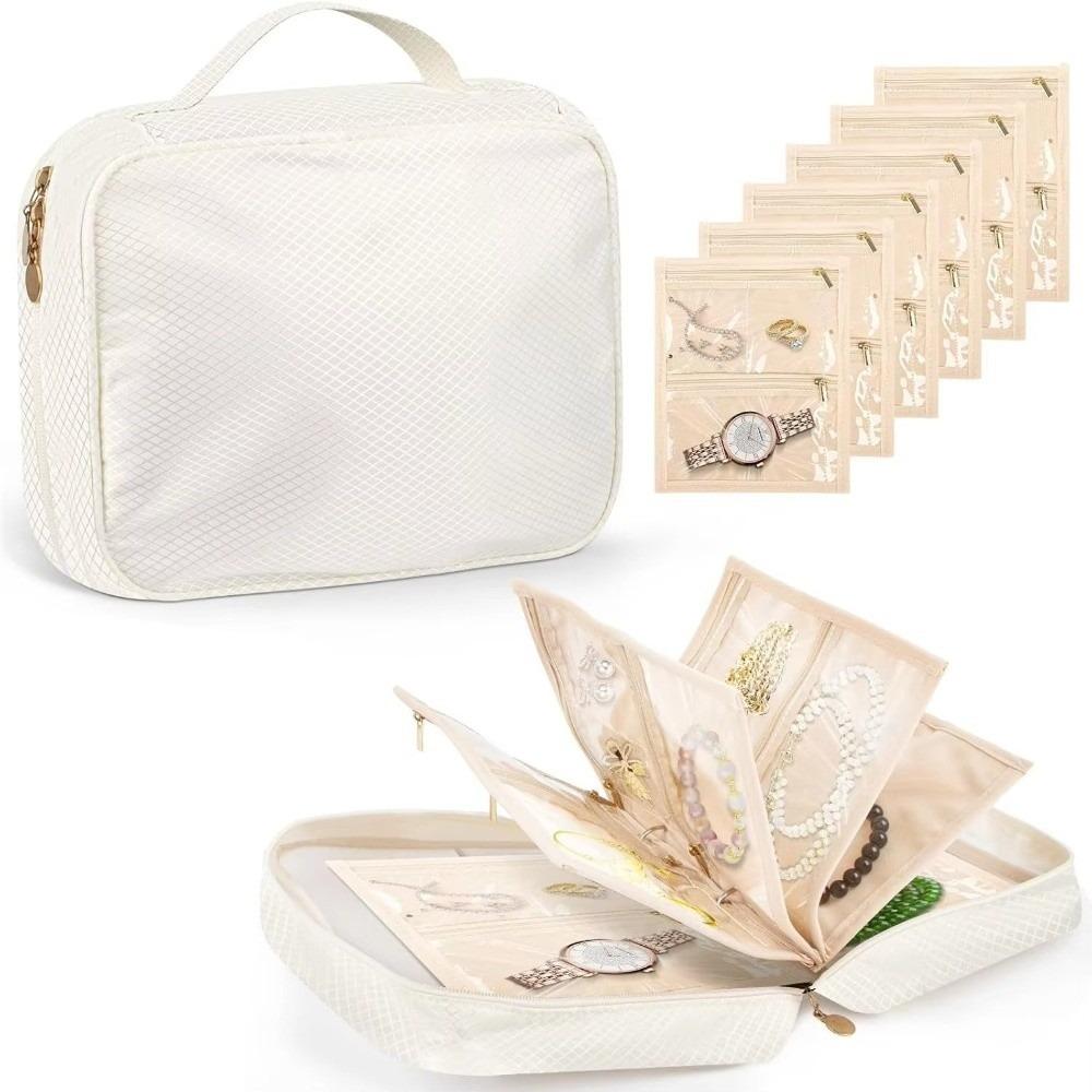 Oxford Fabric Jewelry Storage Case Zipper Closure Portable Jewelry Bag Home Storage
