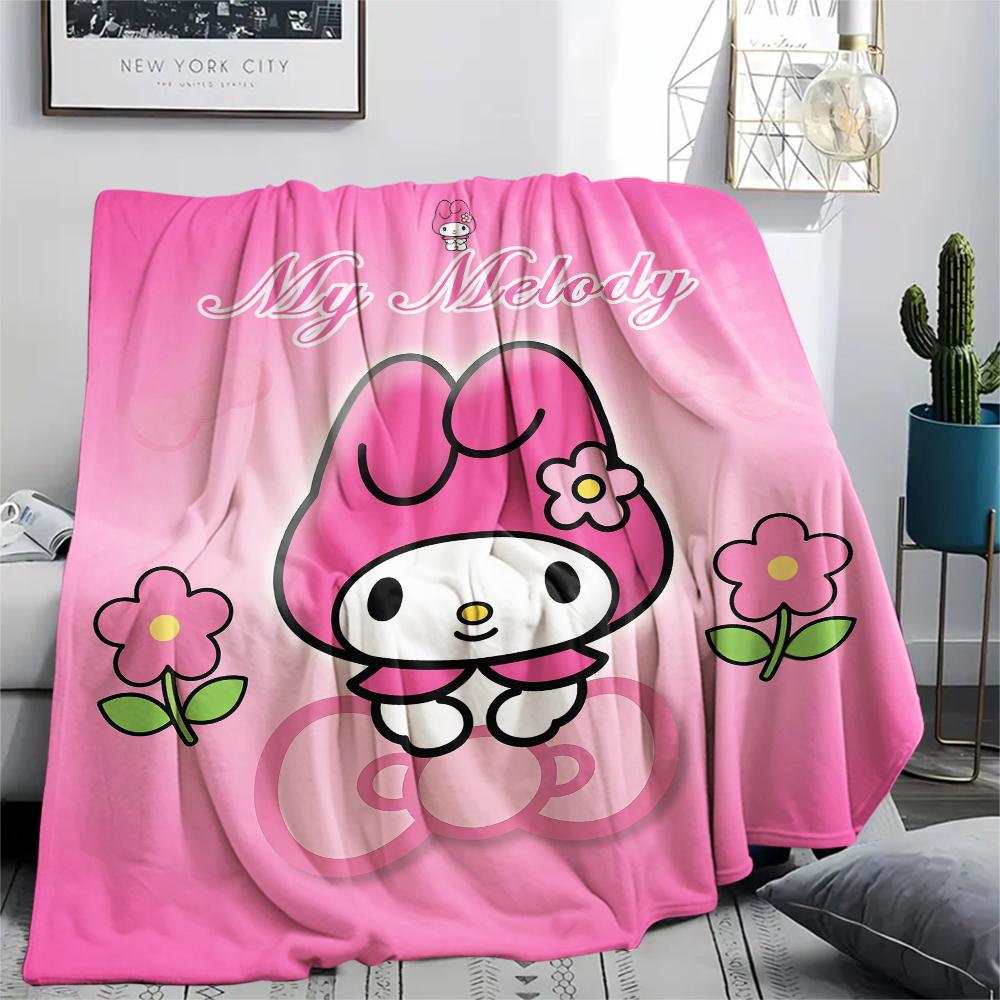 1 шт. Фланелевое одеяло My Melody с розовым принтом, Высококачественное, Для всех сезонов, Декор для дома, Тепло и комфорт, Идеально подходит для рождественских подарков