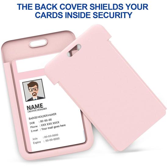 ID Card Holder Slide Cover Transparent Window Hanging Hole Protective Certificate Holder Stationery Students Nurse Office Workers Name Card Protector