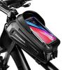 ROCKBROS Bicycle Top Tube Road Bike Frame Bag with Smartphone Compatible with Large TPU Rain Cover Light Abrasion Easy Suitable for Cross Black Bag,