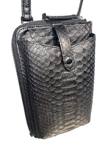 Smartphone Shoulder Pochette with Wallet Function Travel Pochette 3WAY Vertical Python Genuine Leather Snakeskin Snakeskin Snakeskin Smartphone