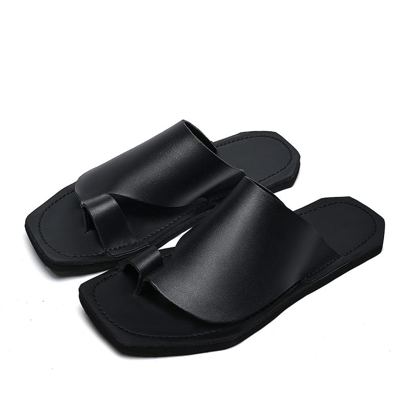 Fashion Summer Outdoor Beach Casual Leather Slippers Fashion Tha Aret Anti-slip Anti-odor Minimalist Shoes Men Comfy Soft Bottom Sandals