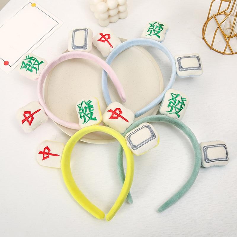 Плюшевая повязка для волос Маджонг Мягкие спа-повязки Эластичный тюрбан Нескользящий Креативный эластичный хедрэп для умывания лица, макияжа