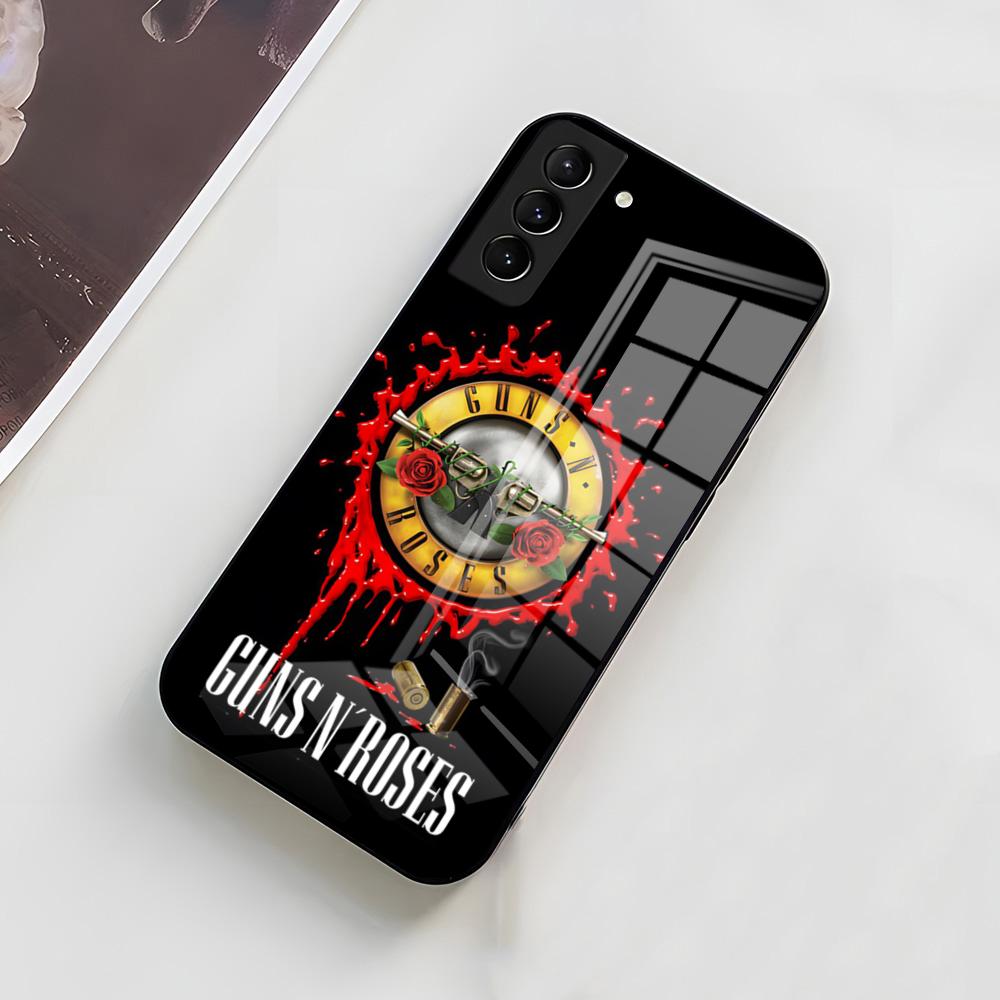 Чехол для телефона G-Guns N Roses для Samsung A56 A36 A26 A16 A15 A25 A35 A55 A14 A34 A24 A54 Стеклянный чехол