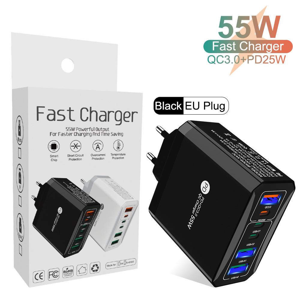 Быстрое зарядное устройство GaN с двумя портами PD65W для компьютеров и планшетов - Стандарт ЕС