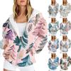 Women's Christmas Printed Sweatshirt Winter Long Sleeve Cardigan Jacket With Pockets Zipper Hoodie Outerwear