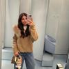 Уличный Вязаный Меховой Женский Кардиган Свободный На Молнии С Длинным Рукавом С Капюшоном Однотонный Трикотаж Женский Осенний Повседневный Шикарный Женский Верхняя Одежда