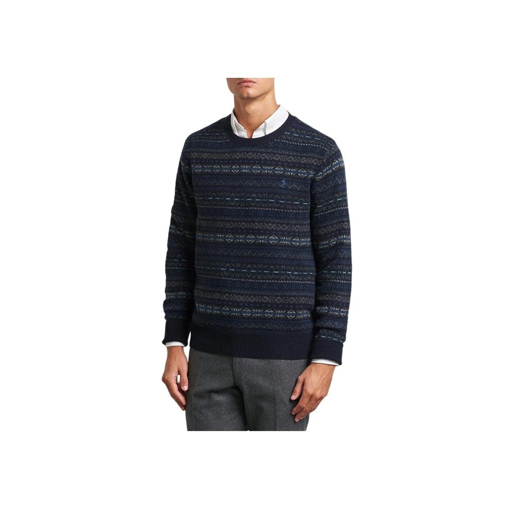 Polo Ralph Lauren Пуловер с круглым вырезом и принтом по всей поверхности, с ребристой отделкой, мужской свитер, черный 710954586-001
