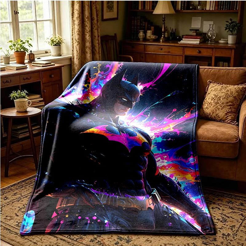 Bat In Colorful Artwork Throws Blanket Flannel Blankets Plush for Couch Bed Gifts for Men Women Travel picnic blanket Christmas fan gifts