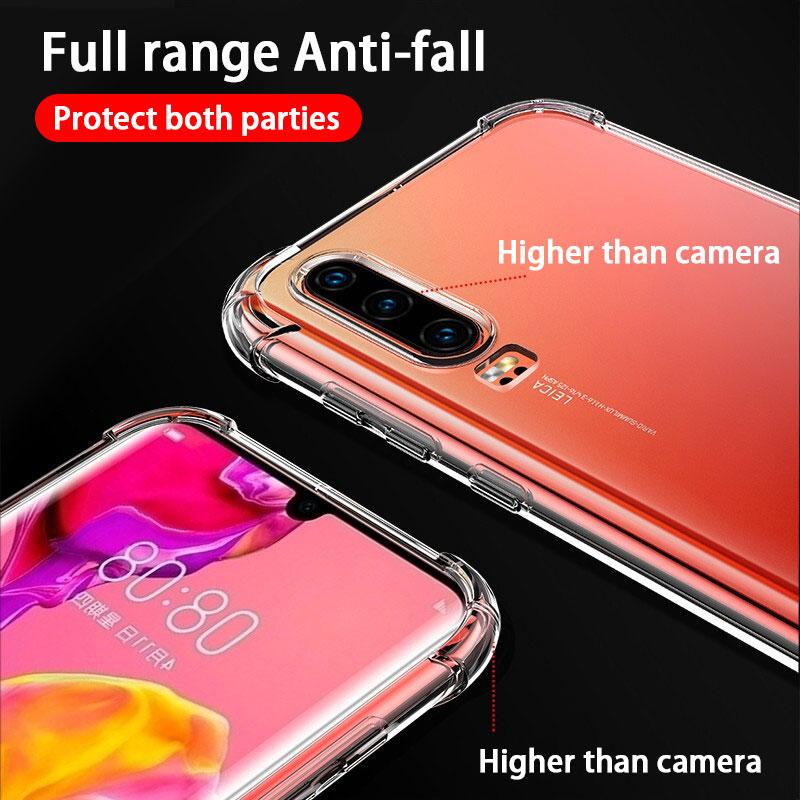 Shockproof Phone Case For Samsung Galaxy S20 S10 A51 A52 Xiaomi Mi Poco X3 Pro Redmi 9C Huawei P30 Honor 9A 8A Oneplus 8T Transparent Silicone Cover