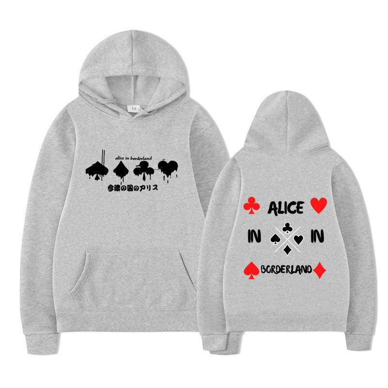 Alice In Borderland Hoodies Men Cartoon Cards Sweatshirt Vintage Unisex Pullover Men Graphic Hoody Oversize Clothing