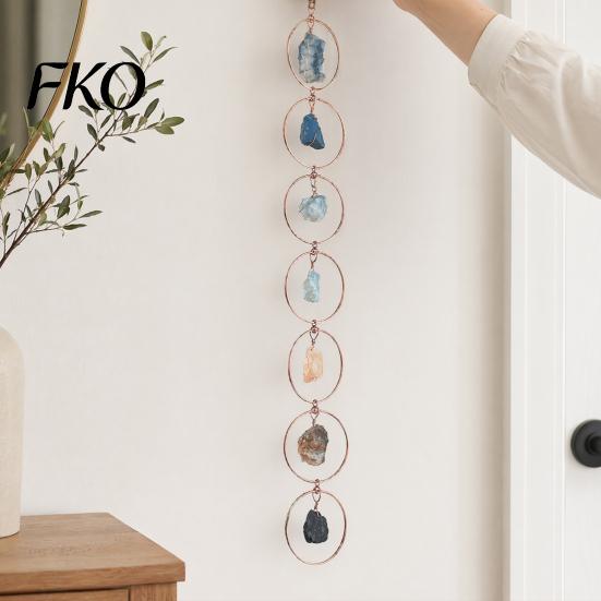 7 Chakra Stone Wall Ornament Faux Crystal Hanging Decoration, Handmade Ornament, Home Natural Healing Window Decor for