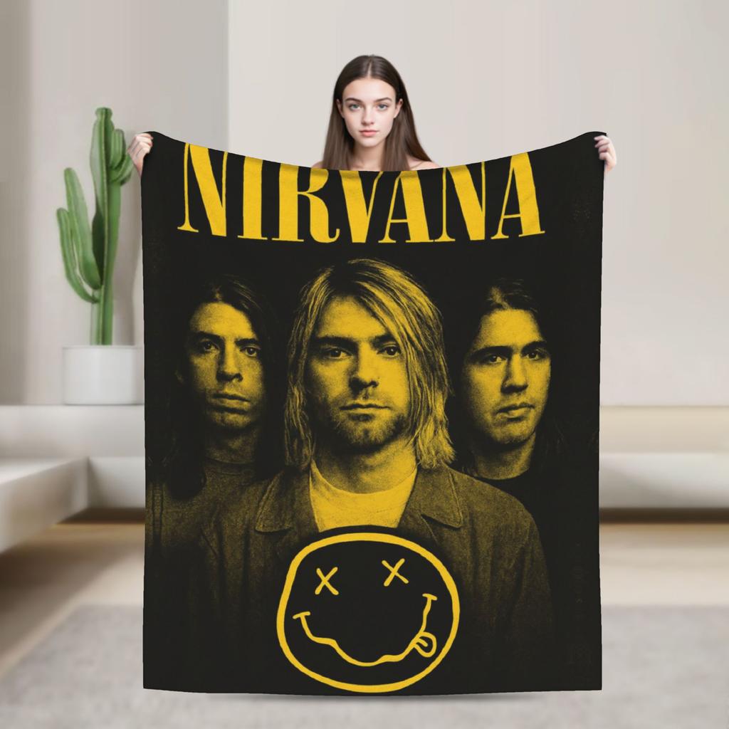 Плед Nirvana с принтом лица Качество Супер Мягкий Плед для дивана Плед для путешествий Осень Покрывало для кровати