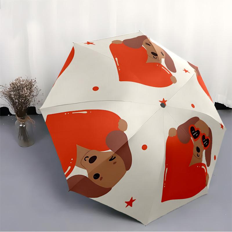 1pc Dogs Heart Open/Close Folding Umbrella, All- Portable Umbrella for & Men, Stylish Accessory (Holiday Gift) 8-Rib yy251213125