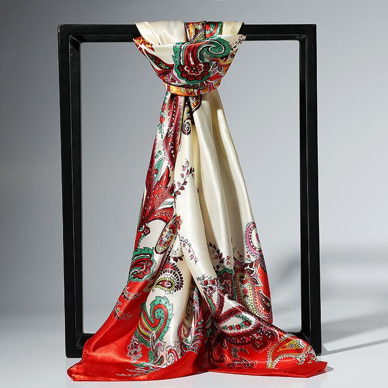 Korean Dongdaemun Cashew Flower Silk Scarf - Large Square, All-Match for Ladies